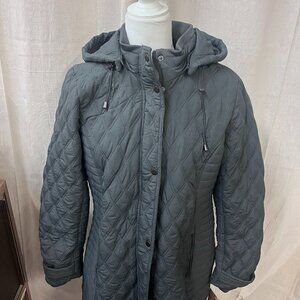 Weatherproof, Charcoal, Size Large, Hooded Women's Coat, Zippered Front
